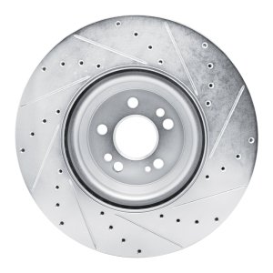 Mercedes-Benz GLE350 Brake Rotor (1) - Front Left - R1 Concepts - Drilled & Slotted - Silver - `20-`25